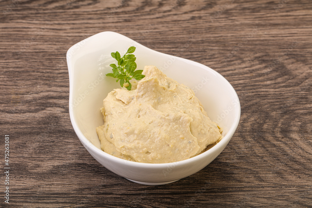 Vegan food - hummus with olive oil Vegan food - hummus with olive oil