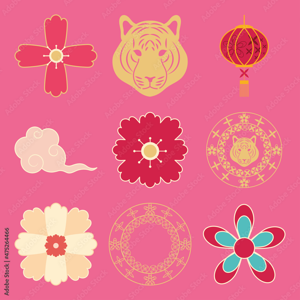 flowers and oriental icons flowers and oriental icons