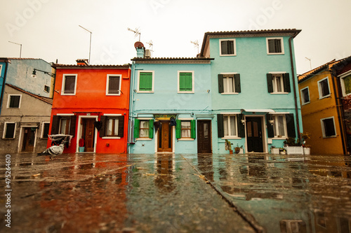 Pigeon & Burano`s traditional buildings © Mykhailo