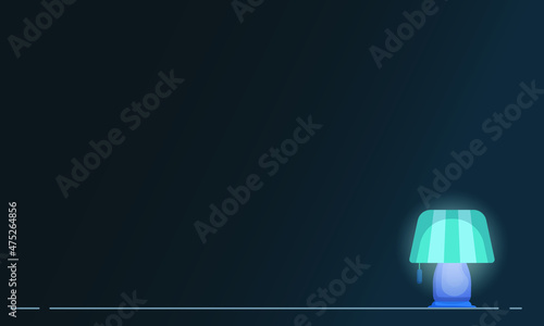 Wallpaper with place for text. A night light lamp shines in the corner. Clipart for your design. Postcard on any topic. Vector illustration. EPS10