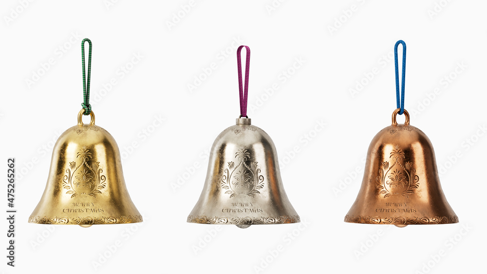set of christmas bells. isolated on white. 3d illustration set of christmas bells. isolated on white. 3d illustration