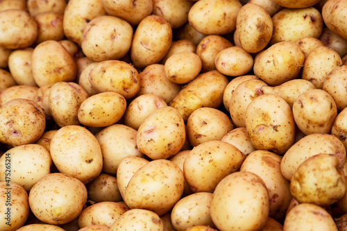 Potatoes. A Texture vegetable white young potato.