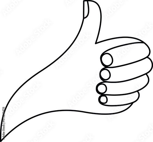 thumb up icon, approval symbol, like pictogram, hand isolated linear illustration