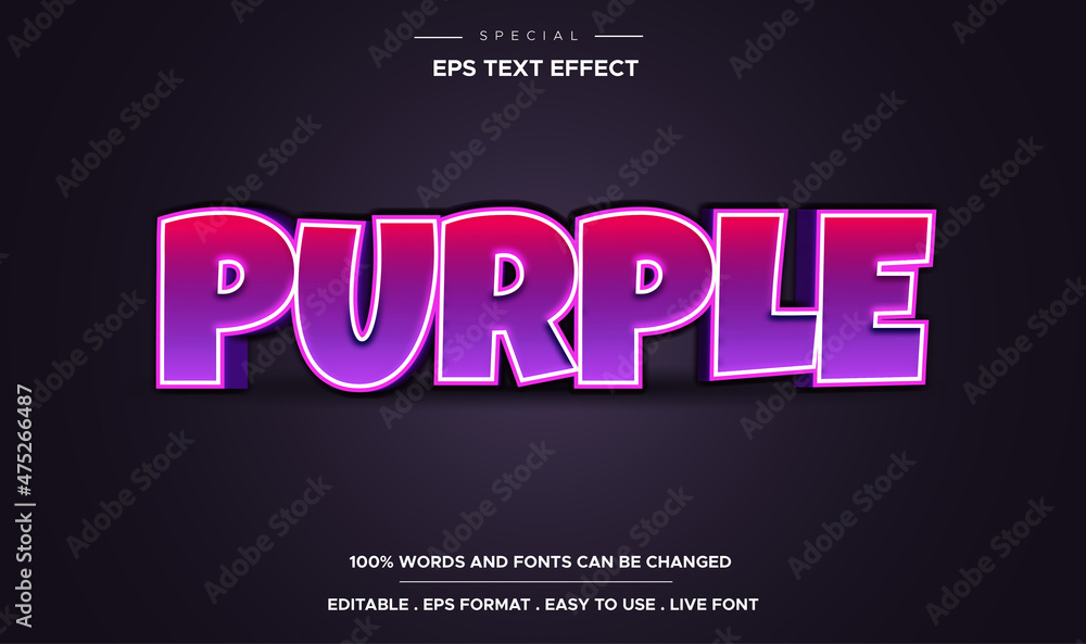 purple text effect editable
