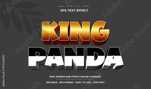 king panda text effect editable