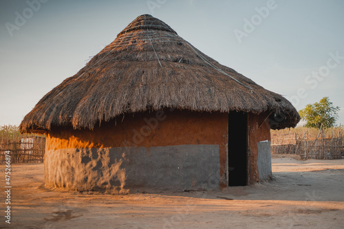 an earthen village house in the african countryside
