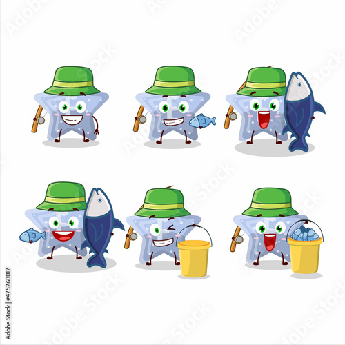 A fisherman star blue gummy candy E cartoon picture catch a big fish