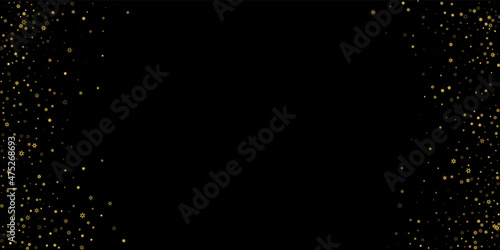 Falling Snow flakes golden pattern Holiday Vector
