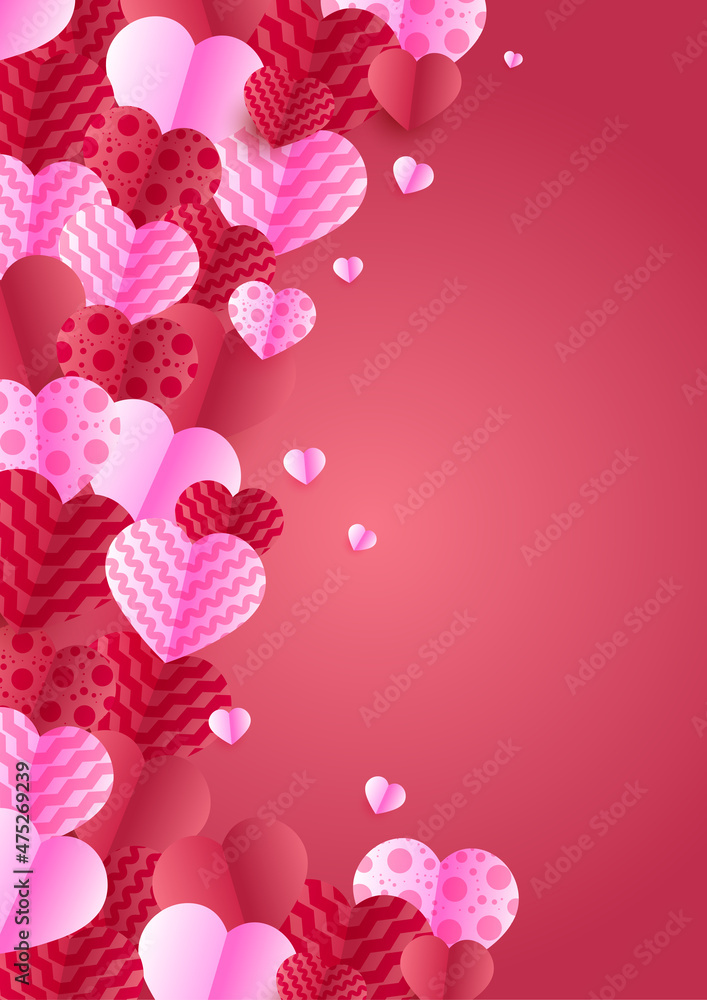 Lovely Red Papercut style Love card design background