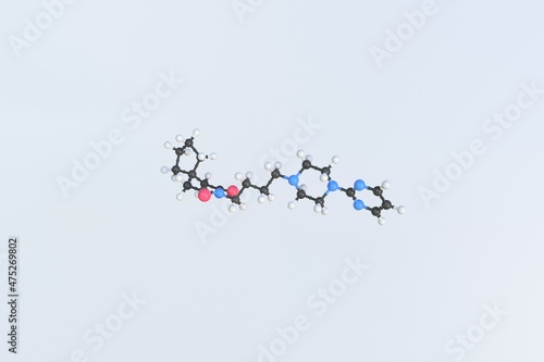 Buspirone molecule. Isolated molecular model. 3D rendering