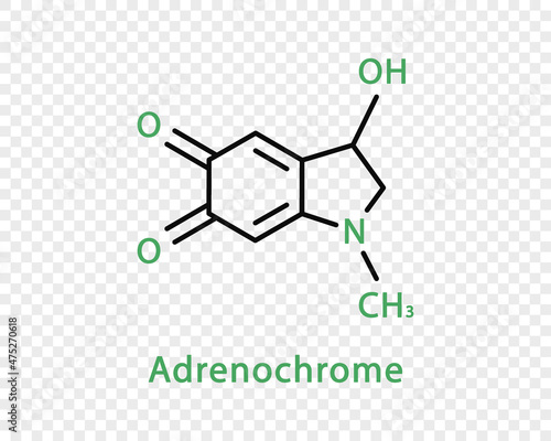 Adrenochrome chemical formula. Adrenochrome structural chemical formula isolated on transparent background.
