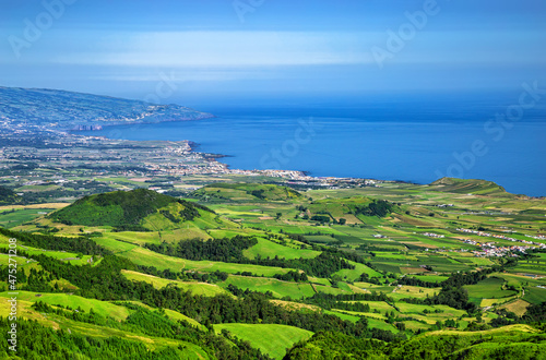 View over the north coast to the west, São Miguel Island, Azores, Açores, Portugal, Europe. © Iryna Shpulak