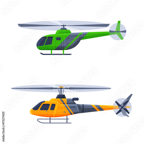 Murais de parede Helicopter as Rotorcraft with Horizontally-spinning Rotor Hovering in the Sky Ve