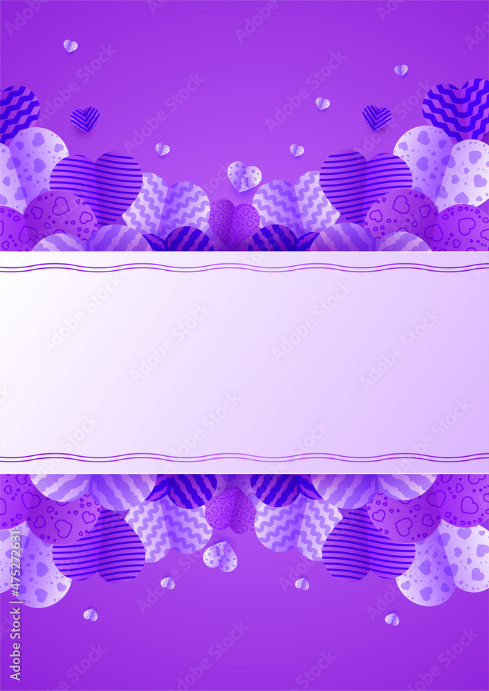 Valentine's day universal soft pastel purple love heart poster background. Valentine's day purple Papercut style Love card design background Valentine's day universal soft pastel purple love heart poster background. Valentine's day purple Papercut style Love card design background