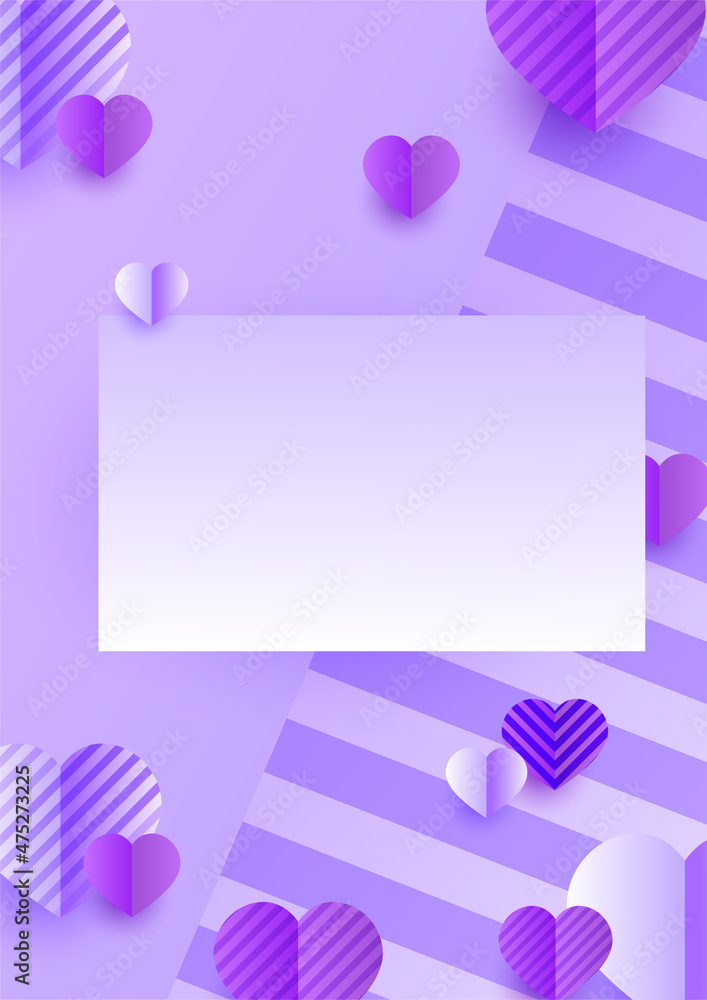 Valentine square bright purple Papercut style Love card design background Valentine square bright purple Papercut style Love card design background