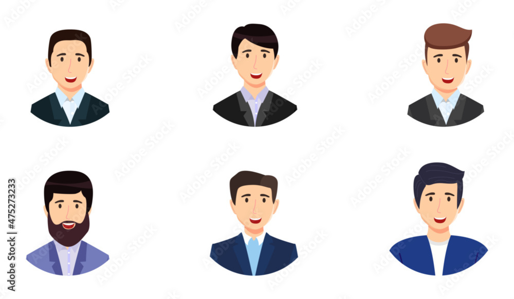 Businessman character avatar set with different business outfit isolated with round shape Businessman character avatar set with different business outfit isolated with round shape