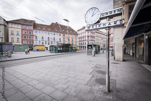 Corona Lockdown signs in Graz in Austria photo