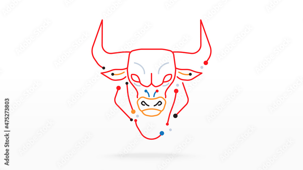 Bullish buffalo head digital icon sign Bullish buffalo head digital icon sign