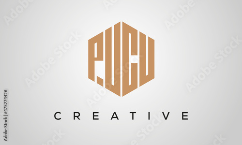 creative polygon PUCU letters logo design, vector template photo