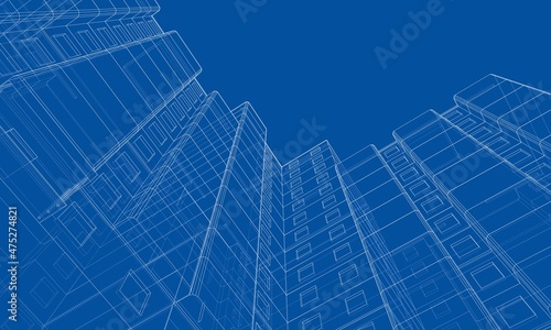 Wire-frame model of a multi-storey building