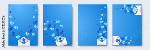 lovely envelope blue Papercut style Love card design background