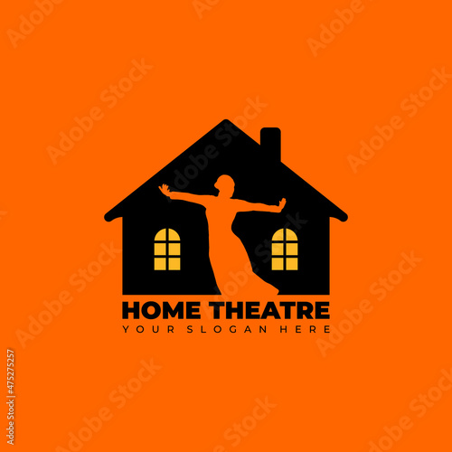 Silhoutte home theatre logo Premiun Vector