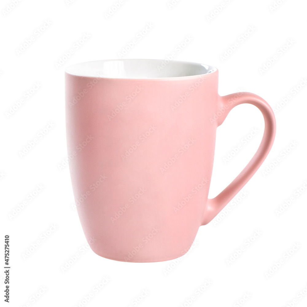 Pink mug for tea isolated on white background. Cup of tea, coffee. Pink mug for tea isolated on white background. Cup of tea, coffee.