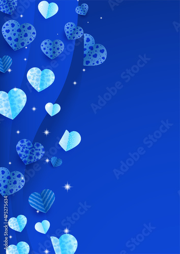 Valentine s day blue Papercut style Love card design background