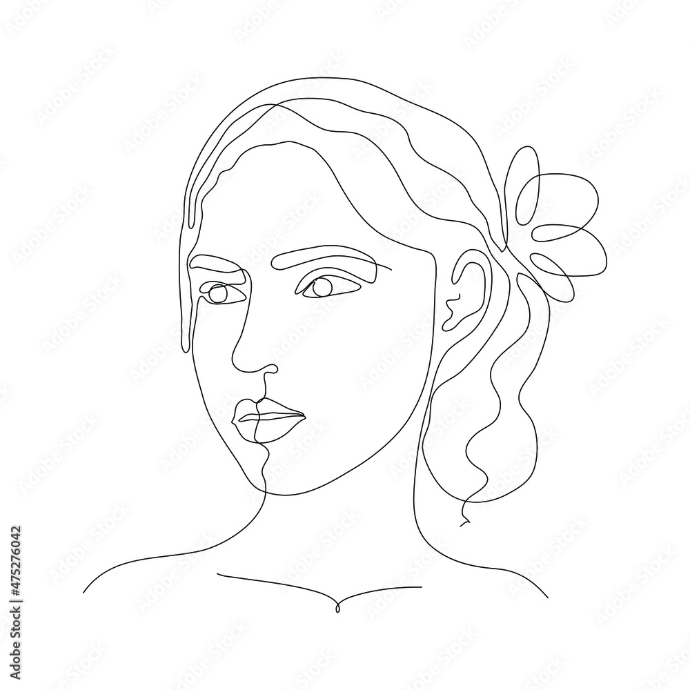 Woman. One line drawing isolated on white background. Beautiful hand draw design vector illustration for posters, wall art, tote bag, mobile case, t-shirt print Woman. One line drawing isolated on white background. Beautiful hand draw design vector illustration for posters, wall art, tote bag, mobile case, t-shirt print