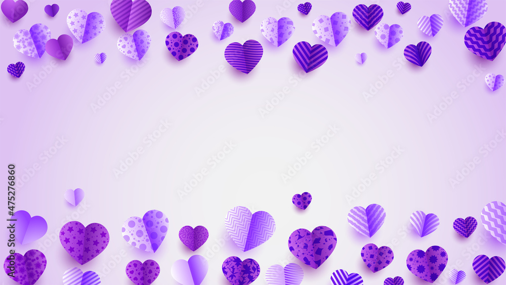 Spread love purple Papercut style Love card design background Spread love purple Papercut style Love card design background