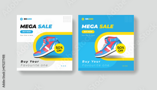 Sport fashion shoes brand product Social media banner post template