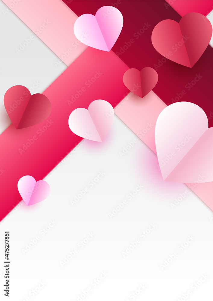 Happy Valentine day Pink Papercut style Love card design background. Design for special days, women's day, birthday, mother's day, father's day, Christmas, and wedding.