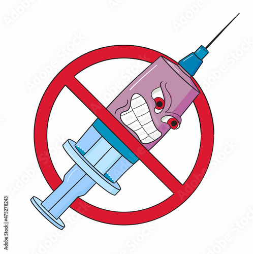 Stop coronavirus vaccination vector. Anti -vaccinator protest