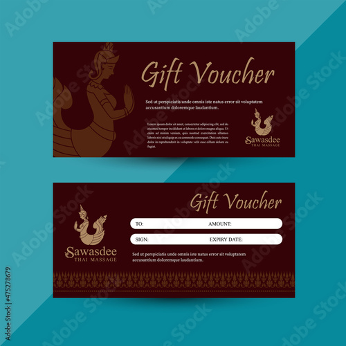 Thai art banners. Gift voucher template. Vector