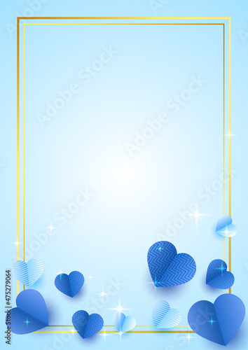 Shinning heart blue Papercut style Love card design background. Design for special days  women s day  birthday  mother s day  father s day  Christmas  and wedding.