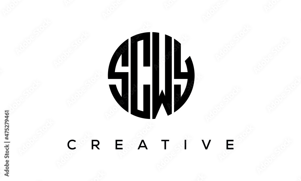 SCWY letters circle logo design vector template SCWY letters circle logo design vector template