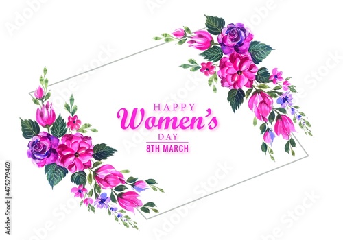 Happy womens day beautiful flower card background