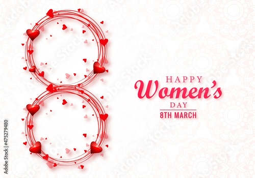 .March 8th international happy women day greeting card