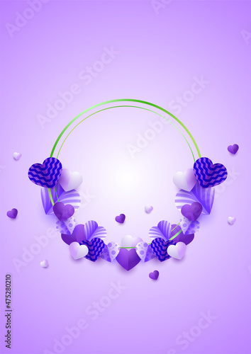 Stylish heart luxury purple Papercut style Love card design background