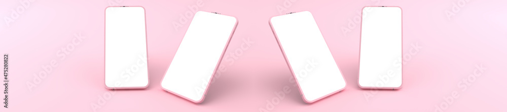 3D rendering of mockups pink Smartphone white screen on pink floor, pink Mobile phone lay down on the ground. Smartphone white screen can be used for commercial advertising,Isolated on pink background 3D rendering of mockups pink Smartphone white screen on pink floor, pink Mobile phone lay down on the ground. Smartphone white screen can be used for commercial advertising,Isolated on pink background