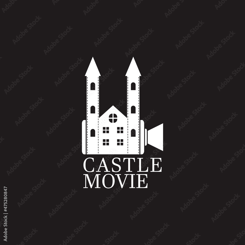 Castle movie logo. Film production house logo icon. Vector illustration template design