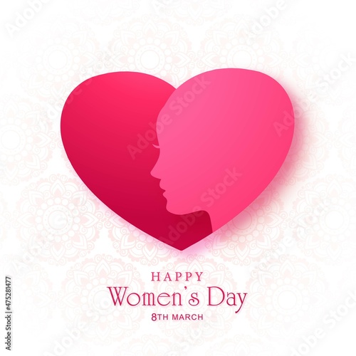 Womens day card with heart shape background