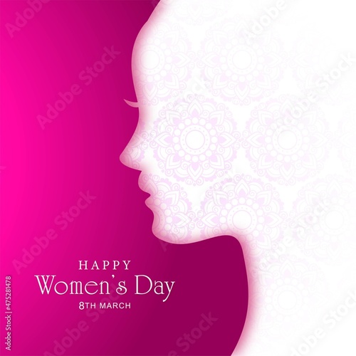 Beautiful female face womens day card background