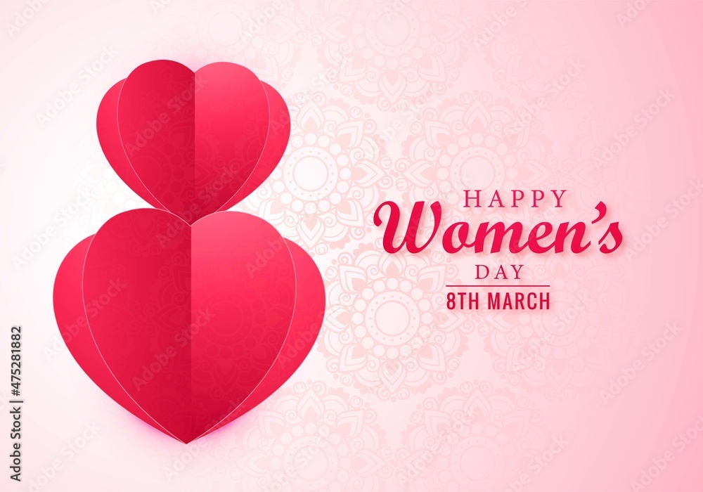 March 8th international happy womens day greeting card