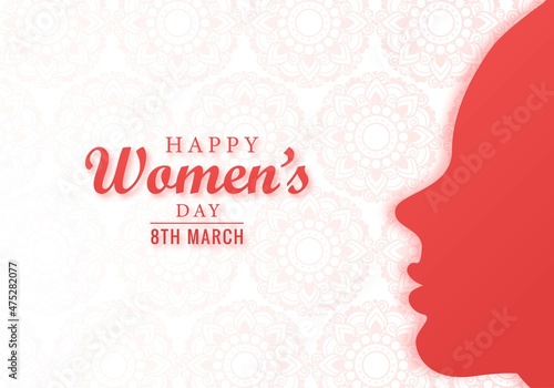 Happy womens day card with beautiful face background