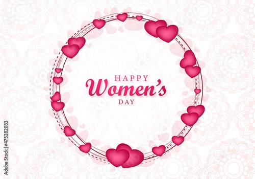 Happy womens day beautiful heart greeting card background