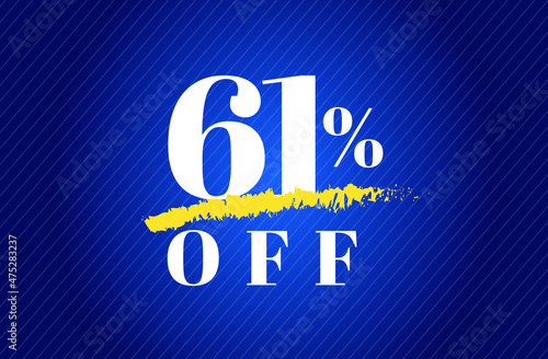 61% off tag sixty one percent discount black friday sale white letter blue gradient  background
