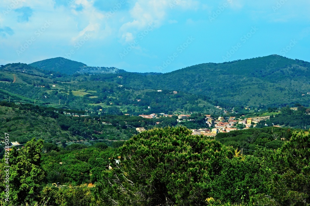 Italy-view from town Capoliveri on the town Porto Azzurro on the island of Elba