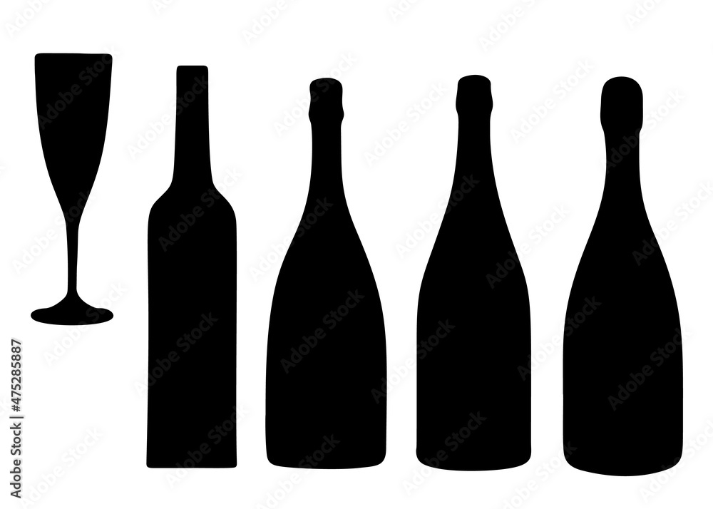 Wine bottles in the set. Vector image. Wine bottles in the set. Vector image.