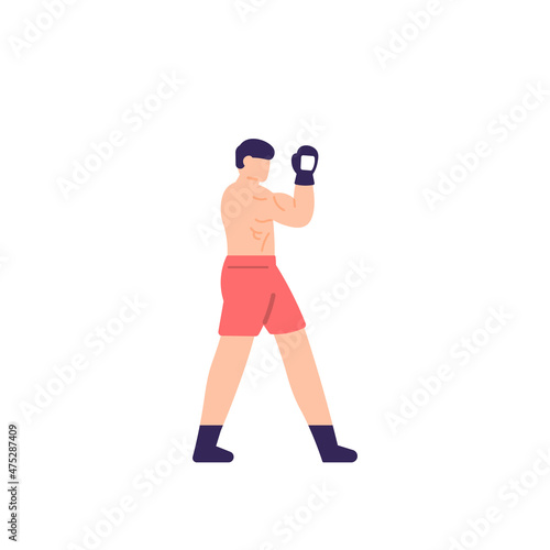 illustration of a boxer defending or blocking punches. protect the face. sports athlete. flat cartoon style. vector design © Papcut design 